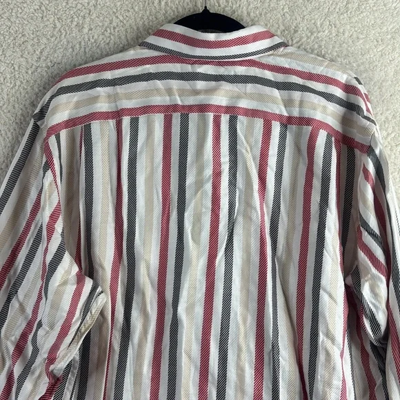 NWT Michael Kors Mens White Striped 100% Cotton Long Sleeve Button Shirt L LARGE - Picture 9 of 14